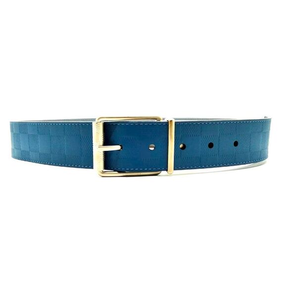 NEW Auth Louis Vuitton Blue Leather Damier Infini Belt Men’s 90 Unisex Appeal - Picture 10 of 11
